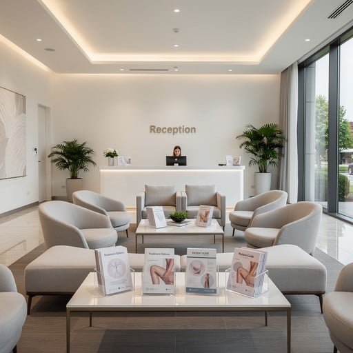 Modern private clinic interior with clean reception area